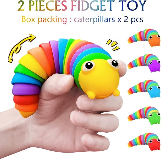 Caterpillar Decompression Toy Ocean Shark Decompression Toys, Stim Toy Decompression Fun Autism ADHD fidgeting Children's Toys Decompression Gift Adults (Rainbow Caterpillars)