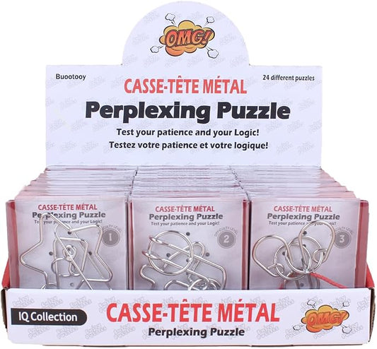 24 Pack Metal Wire Puzzles for Adults & Kids - IQ Brain Teaser Stress Relief Toys, Classic Interlocking Logic Games with Gift Box, Gift for Puzzle Lovers