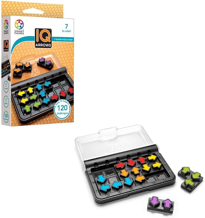 SmartGames IQ Arrows | Boost Planning and Problem Solving Skills | 120 Challenges from Easy to Expert | Great for Ages 7 - Adult | A Fun Travel Game in a Portable Case