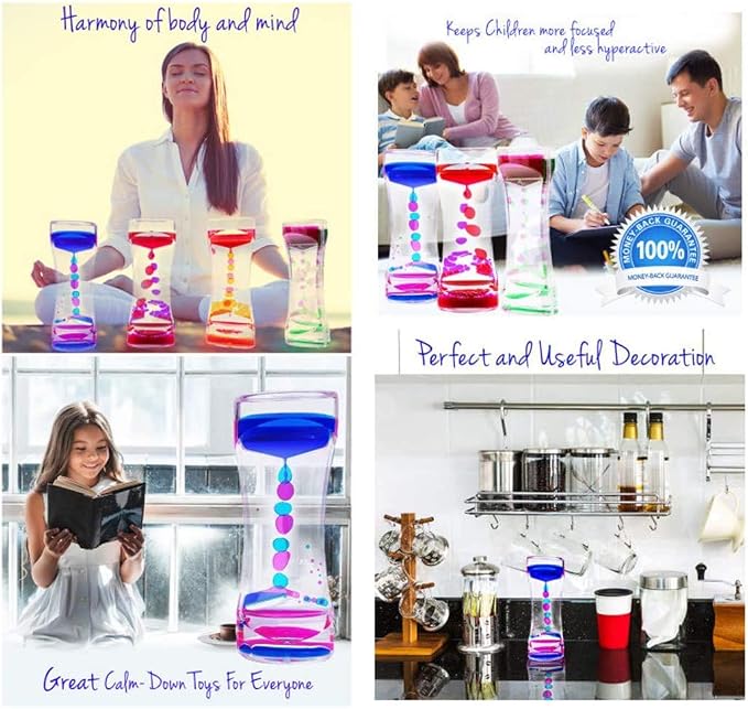 2 Pack Liquid Motion Bubbler - Fidget Tubes for Stress Relief - Calming Visual Play for School, Home, Office, Holoday Stocking Stuffer - Calming Sensory Toys for Kids with Autism or Special Needs