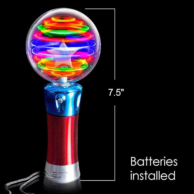 ArtCreativity Spinning Light Up Toy Wand, Autism Sensory Spinner Kids Gift | Visual Stimming Calming Spin Toy, Cause and Effect Sensory Play, Autistic Boys Girls, Ages 3+, 7.5in, 3 AA Included