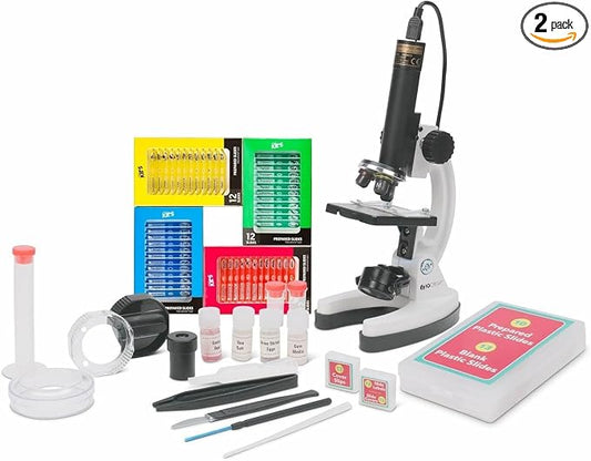 AmScope M40-4P12X1 Premium 85+ Piece Microscope, Color Camera | USB 2.0 Connectivity Professionally Stained & Labeled Cedar Wood Oil Preserved