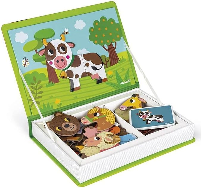 Janod MagnetiBook 41 pc Magnetic Animal Mix and Match Game - Creative Play - Enhances Motor Skills - Develops Dexterity and Coordination - Easy Storage, Educational, Safe | Creative Educational Play - Enhances Motor Skills - Develops Dexterity and Coor...