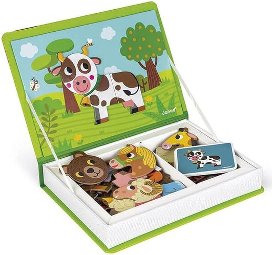 Janod MagnetiBook 41 pc Magnetic Animal Mix and Match Game - Creative Play - Enhances Motor Skills - Develops Dexterity and Coordination - Easy Storage, Educational, Safe | Creative Educational Play - Enhances Motor Skills - Develops Dexterity and Coor...