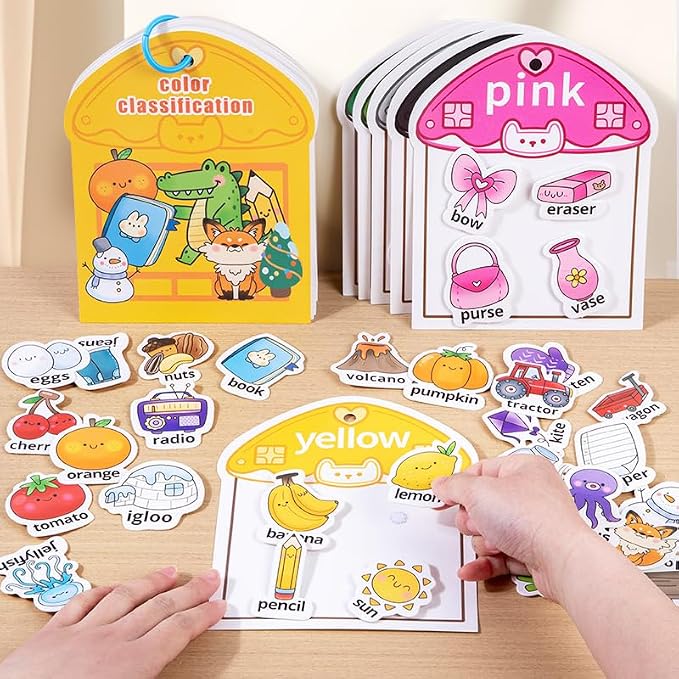 Montessori Busy Book Color Sorting Toys for Toddlers 3-5, Autism Educational Toys Preschool Learning Activities for Kids,Poke a dot Book Sensory Fine Matching Games for 3 Year Old Boys Girls Gifts