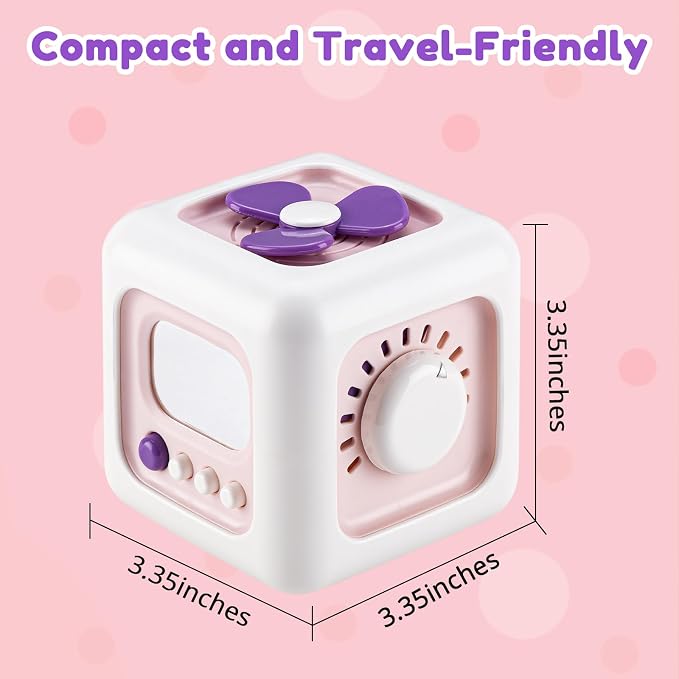 SOCBTNSO Montessori Busy Cube Travel Sensory Toy for Toddlers | Learning Fine Motor Skills, 1st Birthday Gifts for 1 Year Old, 6 9 12 Months Baby