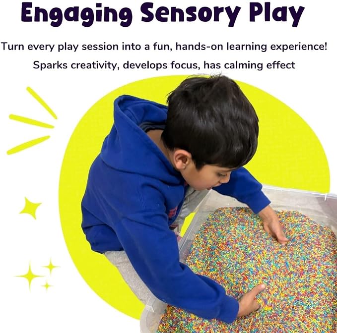 Rainbow Rice Sensory Bin Filler for Sensory Play 2 LB (4 Cups) | Taste-Safe | Non-Toxic | Calming | Colored Rice for Sensory Tables | DIY Montessori Activities for Kids | Educational Play