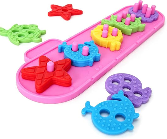 Montessori Toys for 1+ Year Old, Silicone Baby Stacking Shape Color Sorting Toys for Toddlers 1-3, Preschool Learning Activities Toddler Games, 1 2 3 Year Old Girls Boys Birthday Gifts