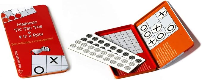 Magnetic Travel Tic Tac Toe - Includes 4 in a Row Game Too - Car Games , Airplane Games and Quiet Games