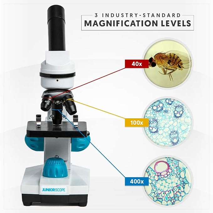 Omano Juniorscope Microscope for Kids – Microscope Kit for Kids 8+ for Science Microscope Experiments – Kids Microscope Kit that Encourage STEM Exploration – Beginner Microscope for Kids 8+
