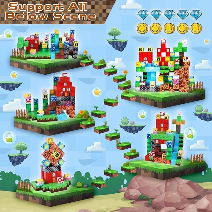Magnetic Building Blocks Magnetic Building Tiles Toys for Boys Girls Age 3+，Creative Plastic Magnet Square Gift for Kids Game World 150pcs