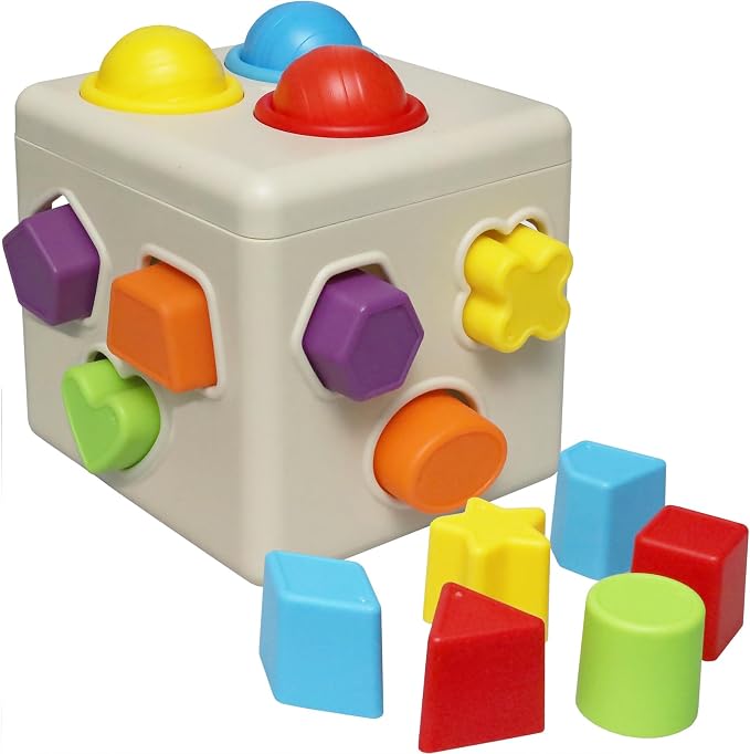 Kiddie Play Shape Sorter Learning Toys Toddlers Baby Blocks Sorting Cube