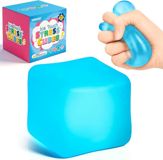 VISCOO 1 Pack Stress Cube, Slow Rising Cube Squishy for Stress Relief | Stress Balls for Adults Kids, Sensory Fidget Toy, Square Shape Squishy Balls for Classroom Prizes/ Party Favors (Blue)
