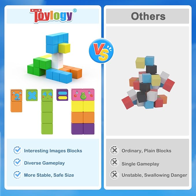 Magnetic Blocks World Number Building Cubes for Toddlers Age 3+ Boys Girls | STEM Educational Sensory Toys, Preschool Learning Toddlers Blocks, Number Games 1-10, Birthday Gifts for Kids Age 3+