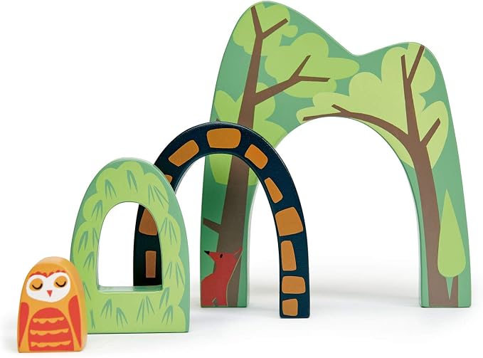 Tender Leaf Toys - Forest Tunnels - Stacking Train Set Accessories - Toy Stacker, Blocks - Open-Ended Toy Set for Inspires Creative and Imaginative Roleplay - Age 3+