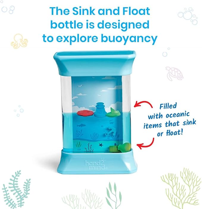 hand2mind Exploring Ocean Forces Sensory Bottles, Science Toys, Ages 3+ | Calm Down Corner Supplies, Quiet Fidgets for Classroom, Travel Toddler Toys, Preschool Classroom Must Haves