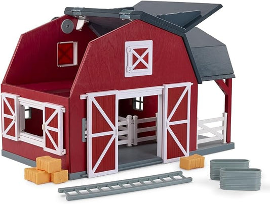Terra by Battat – 20 Pieces Wooden Animal Barn Toy Set – Farm Animals & Play Fence – Pretend Play for Toddlers & 3+ Years – Educational Toys – Farmhouse Playset | Wooden farm toy set with 1 barn, 10 fences, ladder, 4 hay bales, 2 troughs, pulley tray a...