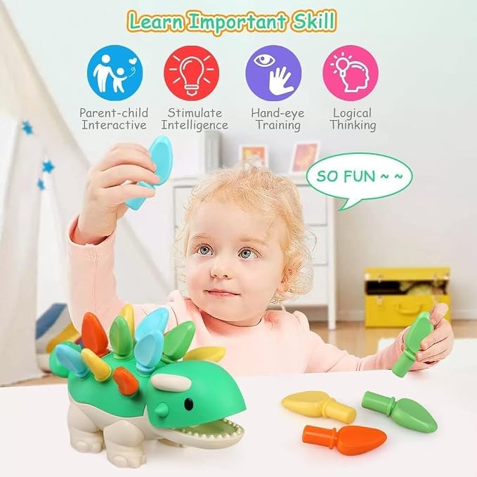 Hirger Fine Motor Dinosaur: Sensory Toys for Toddler 1-3 Year Old, Montessori Preschool Learning Educational Toy for Baby 12 Month Birthday Gift