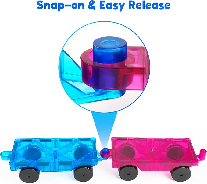 Bmag 2PCS Magnetic Car Set,Construction Vehicle Building Tiles,Magnet Toys Compatible with Magnetic Tiles,STEM Educational Toys for Boys and Girls
