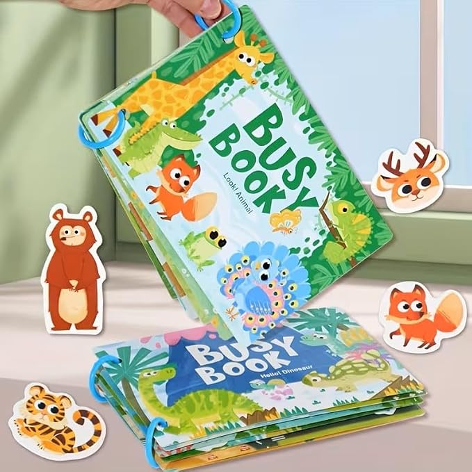 Montessori Busy Book Sorting Toys for Toddlers 2-4, Quiet Book Educational Preschool Learning Activities for Kids, Sensory Fine Motor Matching Games for 3 Year Old Boys Girls Gifts（Green）