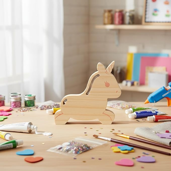 Wooden Lacing Toys for Kids DIY Toy Plane Activities Car Travel Toy Montessori Educational Learning Threading Toys for Fine Motor Skills (Rainbow Unicorn)