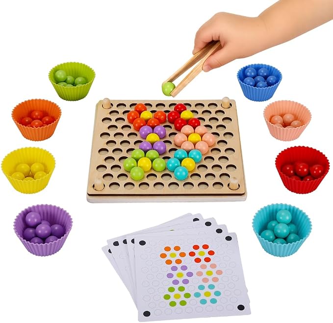 Offelec Fine Motor Games, Color Sorting Toys for Little Hands, Special Education Stacking Toy