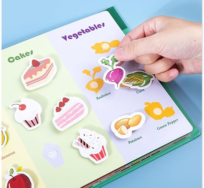 Montessori Quiet Book, Reusable Sticker Activity Book, Educational Learning Toy for Toddlers