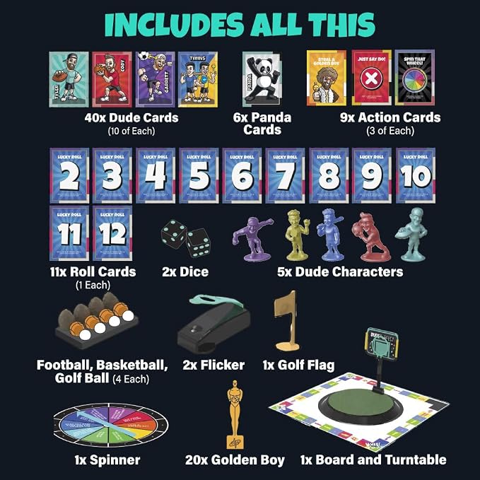 Dude Perfect Board Game with Soccer Add On; Action Packed Sports Challenges for Competitive Kids and Families | Perfect for Family Game Night; 2 to 5 Players; Ages 4 and up