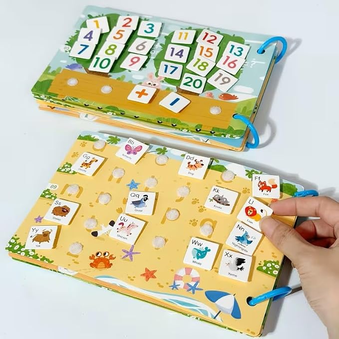Montessori Busy Book Sorting Toys for Toddlers 2-4, Quiet Book Educational Preschool Learning Activities for Kids, Sensory Fine Matching Games for 3 Year Old Boys Girls Gifts(Light Blue)