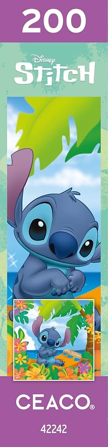 Ceaco - Disney Flower Power Stitch - 200 Piece Puzzle for Kids Ages 8-10 | Official Disney Licensed Art, Made in the USA, Recycled Board,15 in x 11 in