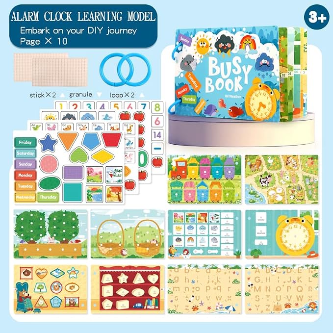 Montessori Busy Book Sorting Toys for Toddlers 2-4, Quiet Book Educational Preschool Learning Activities for Kids, Sensory Fine Matching Games for 3 Year Old Boys Girls Gifts(Light Blue)