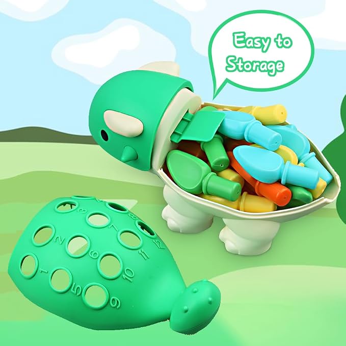 Toddler Montessori Toys Baby Sensory Learning Fine Motor Skills Toy for 6 9 12 Months One Year Old Boy Girl Birthday Gift Ages 1 2 3 4 Kid Dinosaur Educational Toys Sorting Stacking Color Recognition