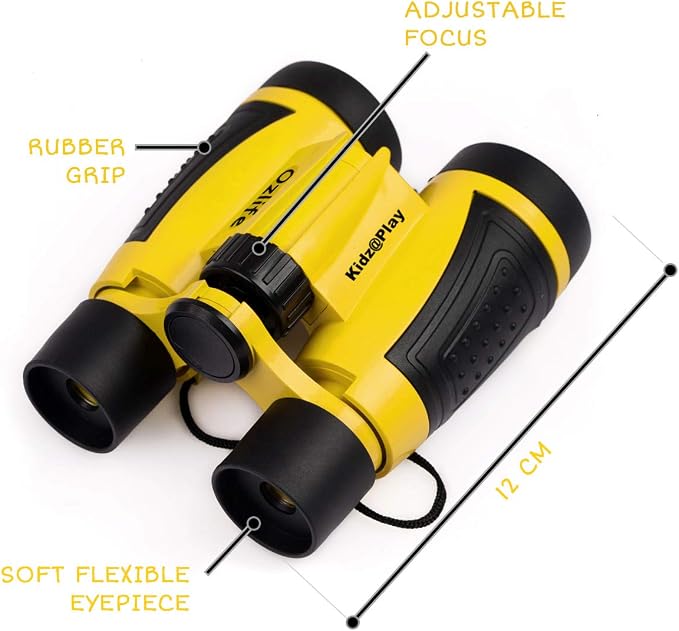 Adventure Kidz Yellow Outdoor Exploration Kit for Children | Binoculars, Flashlight, Compass, Fox Whistle & Magnifying Glass, Backpack Included