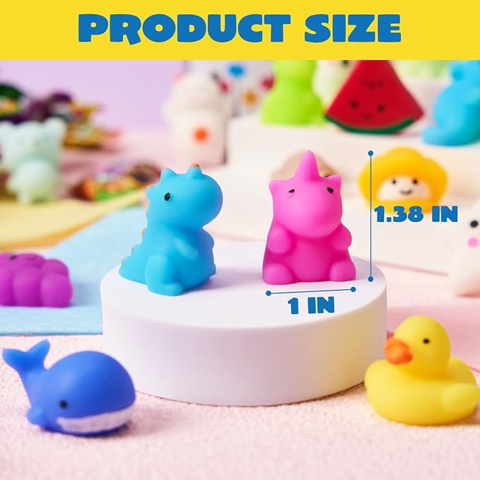 JOYIN Mochi Squishy Toy Set, 200 Pack Mini Squishy Mochi, Party Favors for Kids, Kawaii Stress Relief Toys, Basket Stuffers, Goodie Bags Fillers, Birthday Gifts, Classroom Prizes