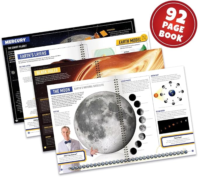 Abacus Brands Bill Nye's VR Space Lab - STEM Science Kit for Kids Age 8-13 | Virtual Reality Goggles, 85-Piece Set, 128 AR & VR Experiences, 92-Page Interactive Book, Educational Gift for Boys & Girls