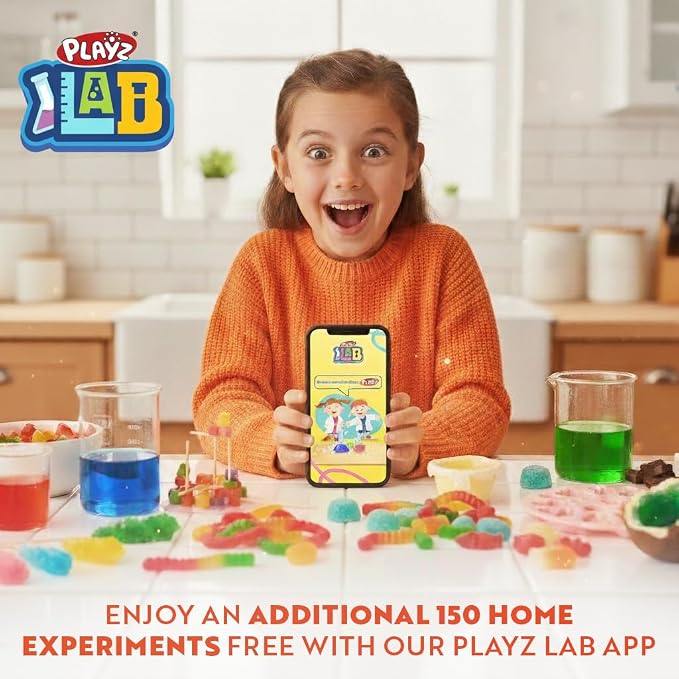 Playz Edible Candy Making Kit for Kids Age 8-12 Years Old with 40+ Fun | Science Experiments, DIY Chemistry kit for kids Rock, Gummy, Chocolate, hard candy maker, STEM Toys/gift for Girls and Boys