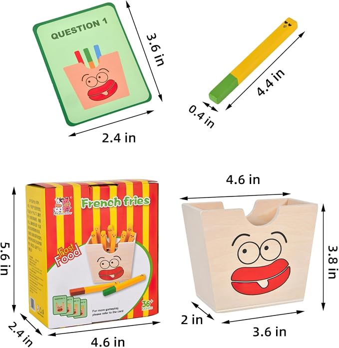 Wooden French Fries Sorting & Stacking Toys, Montessori Toys for 3+ Year Old, Preschool Educational Toys to Develop Fine Motor Skills
