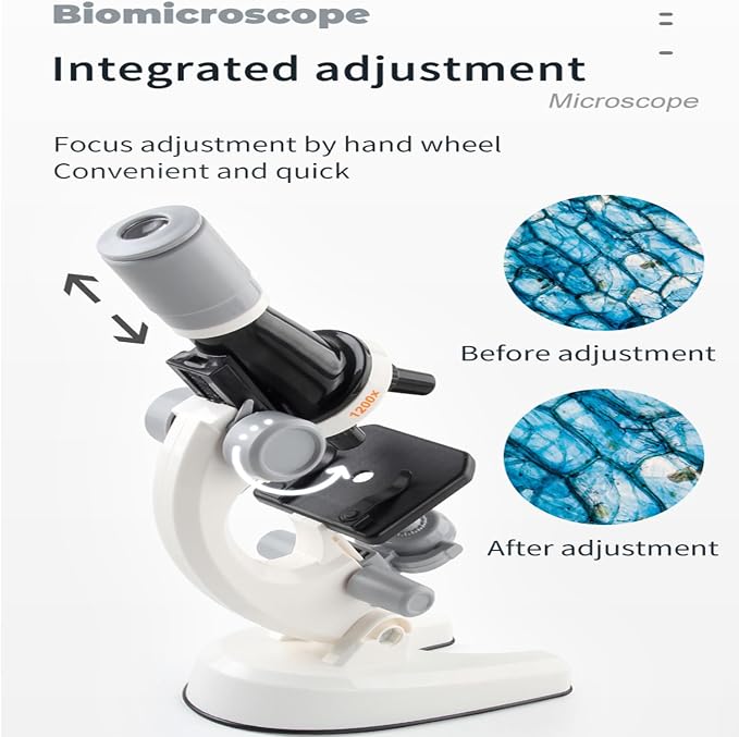 Student Microscope for Kids 4-15 School Homeschool Lab with Slide Set | 100-1200X high magnification optical lens, full specimen slide kit, portable for classroom teaching & home biology study