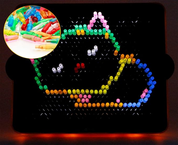 RioRand Refill Pegs and Templates Pack for Magic Light Up Board | Replacement Accessories with Colors,Creative Play Light Toys for Kids 4 Years and Up