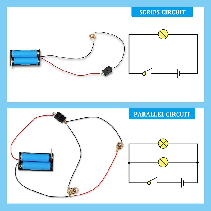 BeAndge Electric Circuit Kit for Kids 8-12, Science STEM Toys | 6 Set Fiber-optic Lamp & Bulb Circuit Projects, Circuit Board for Kids Classroom Experiments STEAM Activities