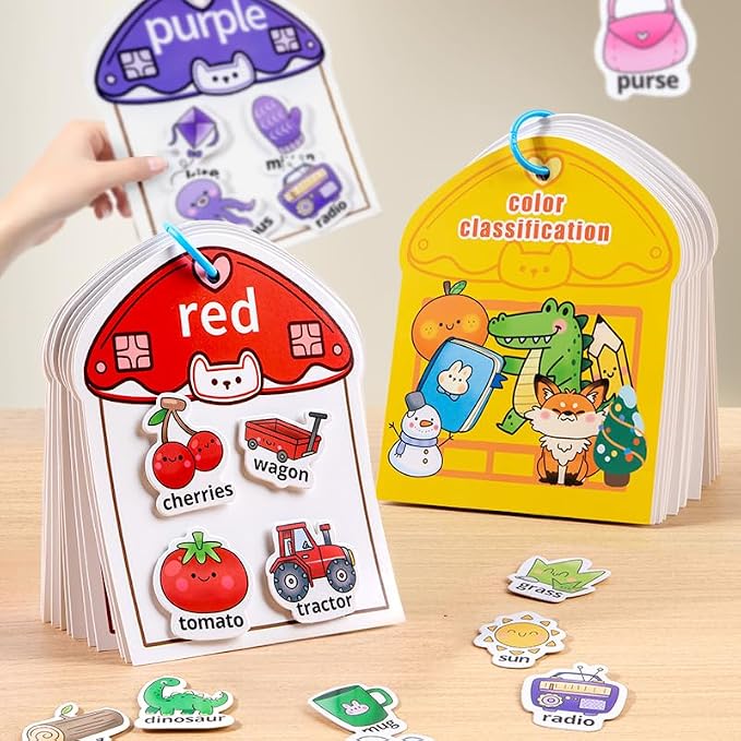 Montessori Busy Book Color Sorting Toys for Toddlers 3-5, Autism Educational Toys Preschool Learning Activities for Kids,Poke a dot Book Sensory Fine Matching Games for 3 Year Old Boys Girls Gifts