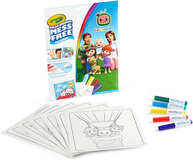 Crayola Cocomelon Color Wonder Coloring Set, Cocomelon Coloring Pages, Mess Free Coloring for Toddlers, Travel Activity, Gift for Kids