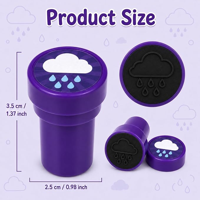 Cinrobiye 24 Pcs Weather Stampers Party Favor Set, Cute Weather Symbols Stamps for Kids Birthday Party, Classroom Rewards, Educational Learning Toys, Goody Bag Fillers