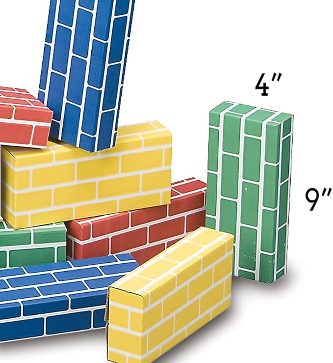 Lillian Vernon Primary Building Bricks | Set of 24 Kids Cardboard Blocks , Each 9" x 4" x 2"
