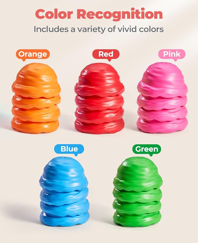 JoyCat Ice Cream Preschool Learning Activities Counting and Color Sorting Set Stacking Toys for Kids 1-5, Educational Fine Motor Skills Toys, 30PCS Math Manipulatives | Match colors, stack scoops and serve pretend ice cream; included pieces support cou...