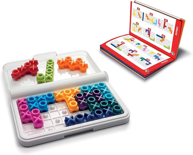 SmartGames IQ XOXO – Compact Logic Puzzle Game with 120 Challenges for Kids & Adults, Travel-Friendly Brain Teaser in Handy Case