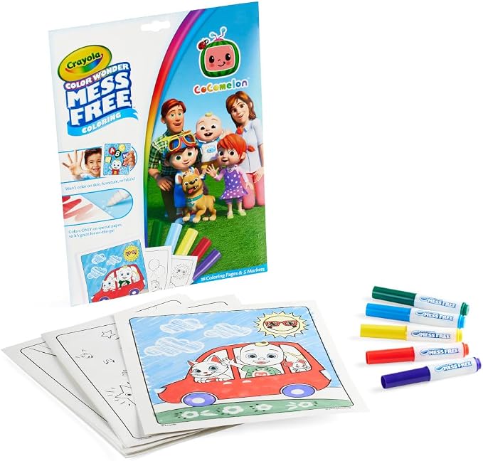 Crayola Cocomelon Color Wonder Coloring Set, Cocomelon Coloring Pages, Mess Free Coloring for Toddlers, Travel Activity, Gift for Kids