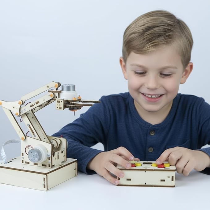 Robot Arm Kits Robotics for Kids Ages 8-12-14-16 Teens Adults STEM Toys Building Engineering Cool Stuff Gadgets Birthday Gifts 9 10 11 13 14 15+ Year Old Boys Grils DIY Science Project Mechanical Hand