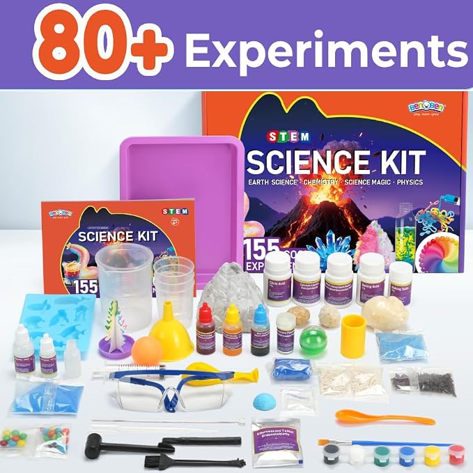 BenBen Science Kit for Kids Age 8-10, 80 Experiments Set, Birthday Gift | STEM Toy for Boys Girls, Homeschool Classroom Education, Family Group Screen-free Learning Activity, Back to School Gift