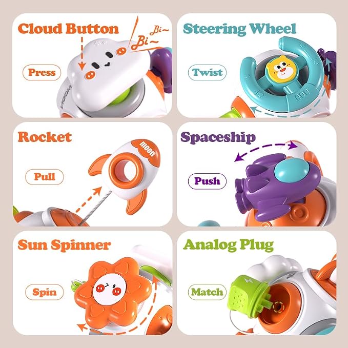 Montessori Toys for 1 Year Old Boy Girl, Busy Cube Sensory Toy Toddlers 1-3 | Busy Board, Baby Travel Airplane Car Activities Essential, Birthday Gift for 6 9 12 18 Months, Learning Fine Motor Skills